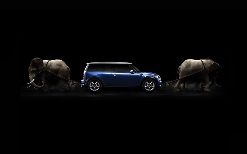 Blue Mini Cooper Car — Black