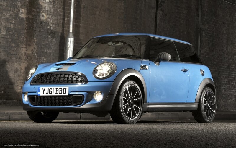 Blue Mini Cooper Car — Dramatic, Night