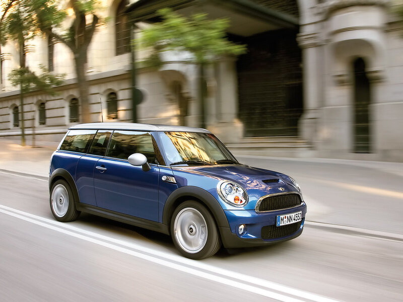 Blue Mini Cooper Car — Dynamic, Afternoon, Photograph, Building