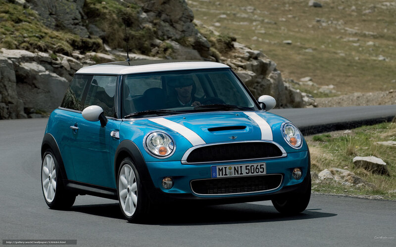 Blue Mini Cooper Car — Dynamic, Afternoon, Photograph, Road, Driver