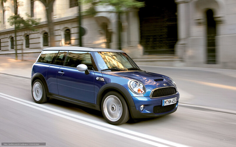 Blue Mini Cooper Car — Dynamic, Afternoon, Photograph