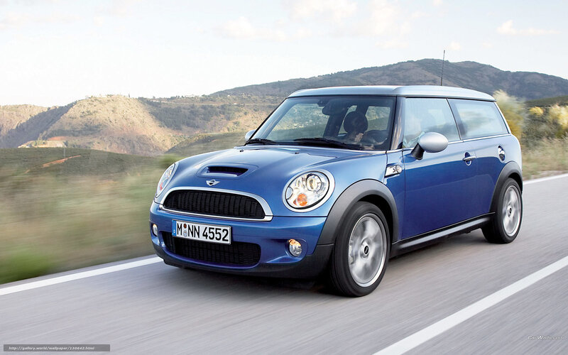Blue Mini Cooper Car — Dynamic, Afternoon