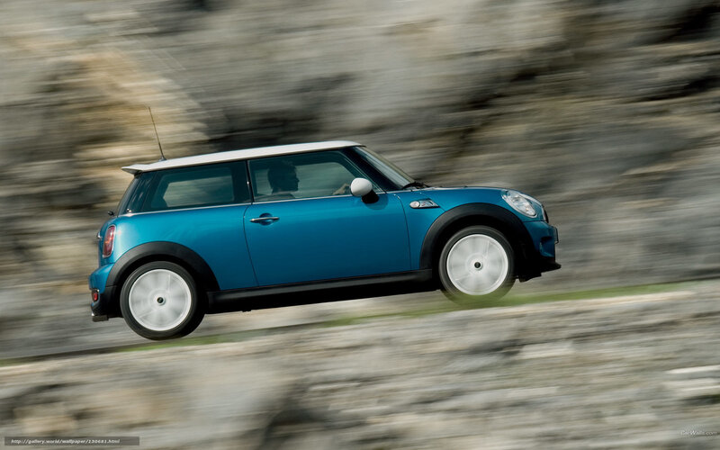 Blue Mini Cooper Car — Dynamic, Photograph, Driver