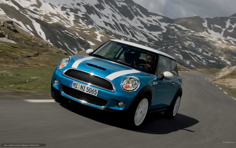 Blue Mini Cooper Car — Dynamic, Photograph, Mountain