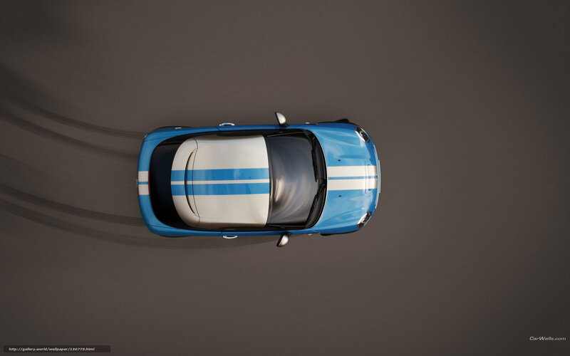 Blue Mini Cooper Car — Dynamic, Photograph, Stripes