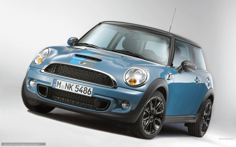 Blue Mini Cooper Car — Neutral, Photograph, License Plate