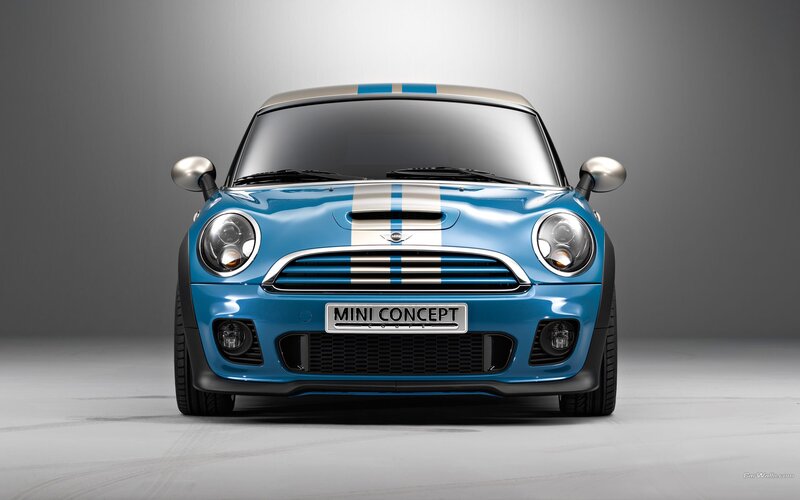 Blue Mini Cooper Car — Neutral, Photograph, Stripes