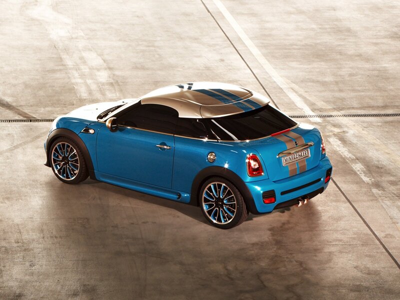 Blue Mini Cooper Concept — Dramatic, Photograph, Car, Concrete Floor