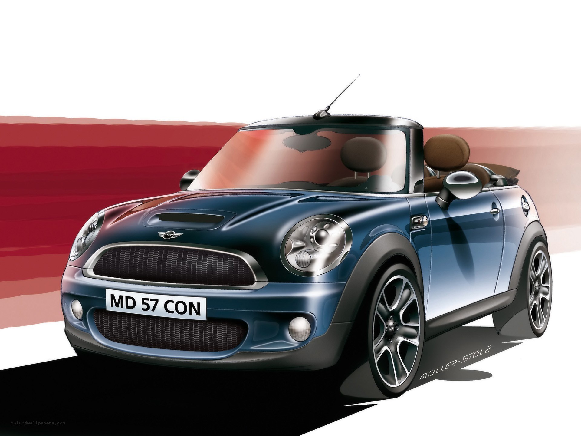 Blue Mini Cooper Convertible