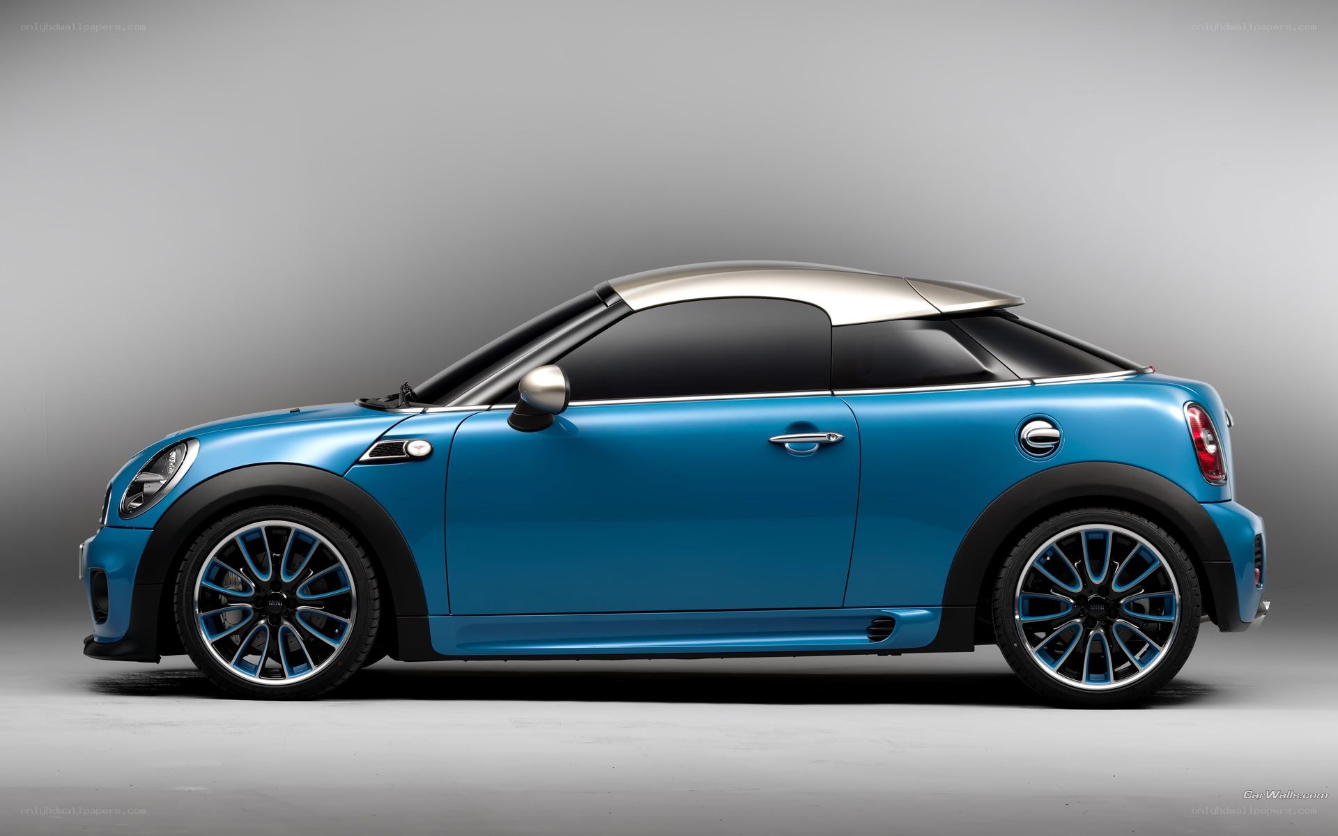 blue mini cooper coupe