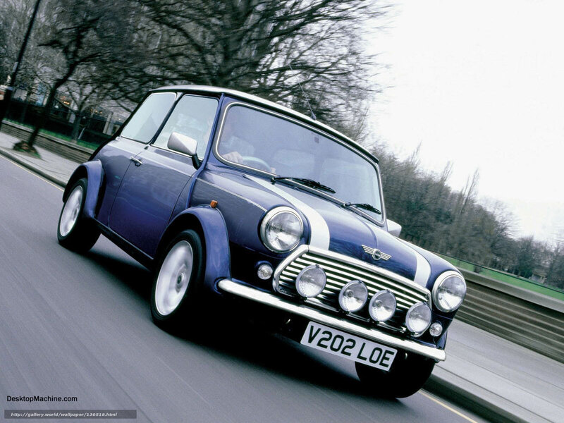Blue Mini Cooper in motion