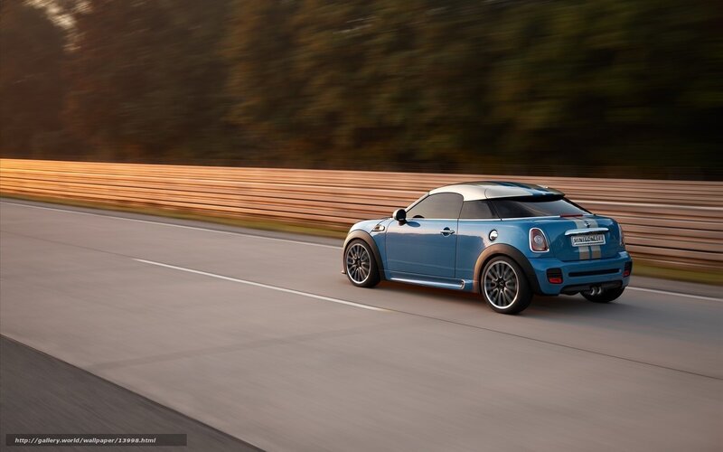 blue mini cooper on road