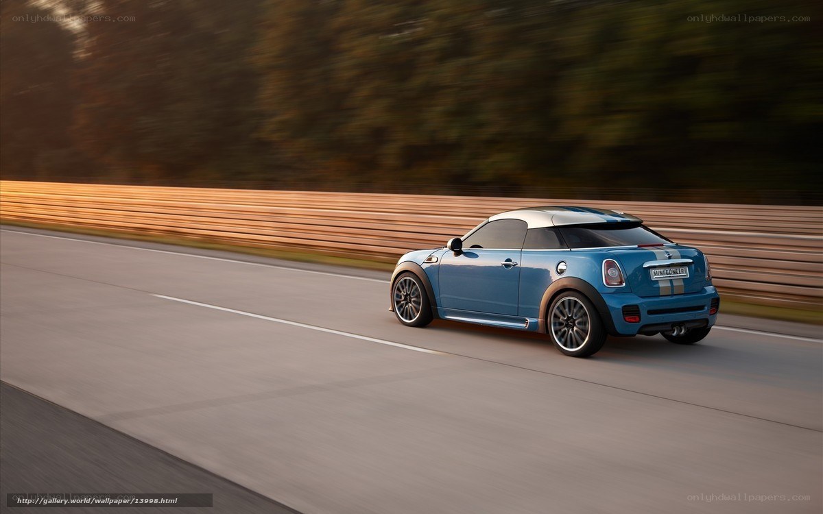 blue mini cooper on road