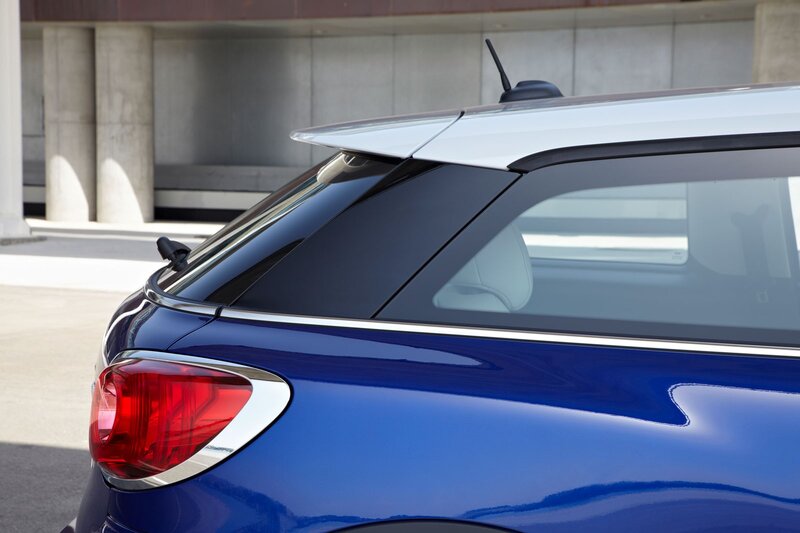 blue mini cooper rear view