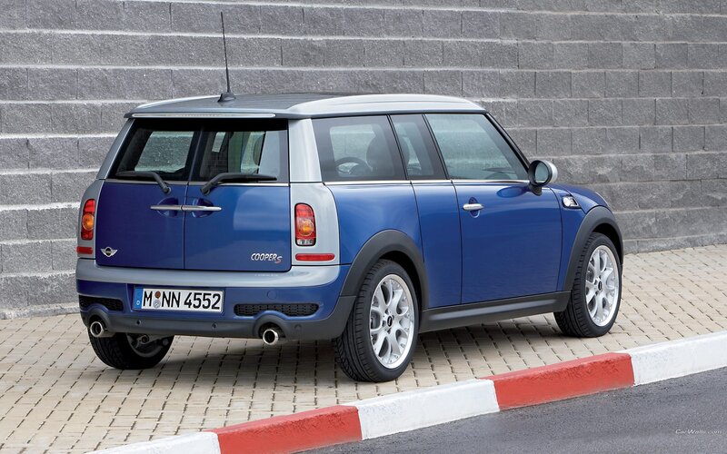 Blue Mini Cooper S parked