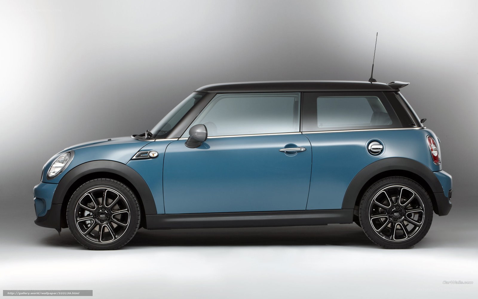 blue mini cooper side view