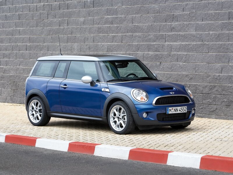 blue mini cooper station wagon