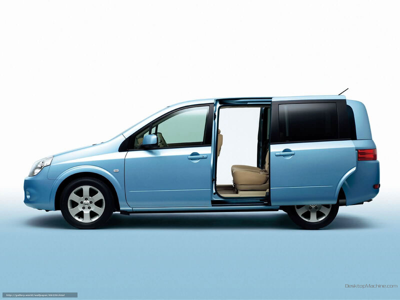 blue minivan with open door