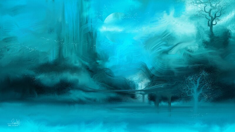 Blue Misty Landscape — Cyan