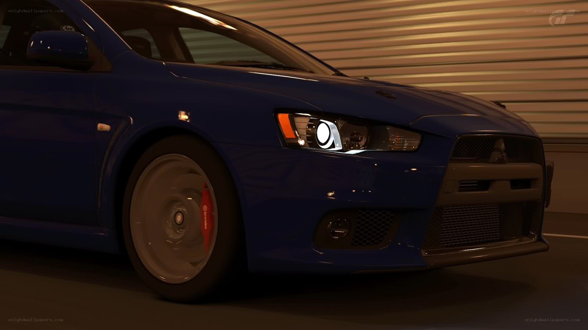 blue mitsubishi lancer