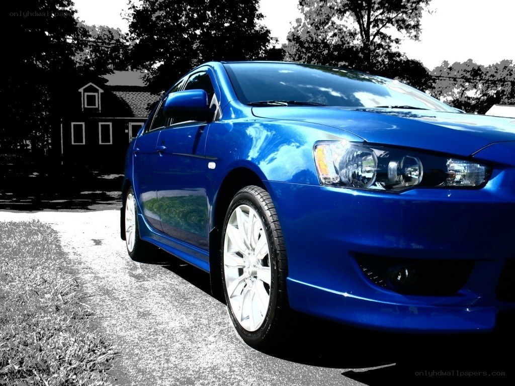 blue mitsubishi lancer