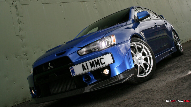 blue mitsubishi lancer evolution