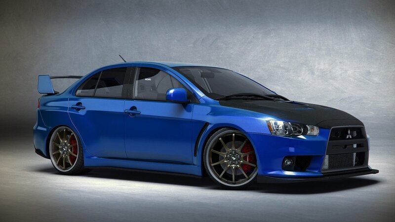 blue mitsubishi lancer evolution