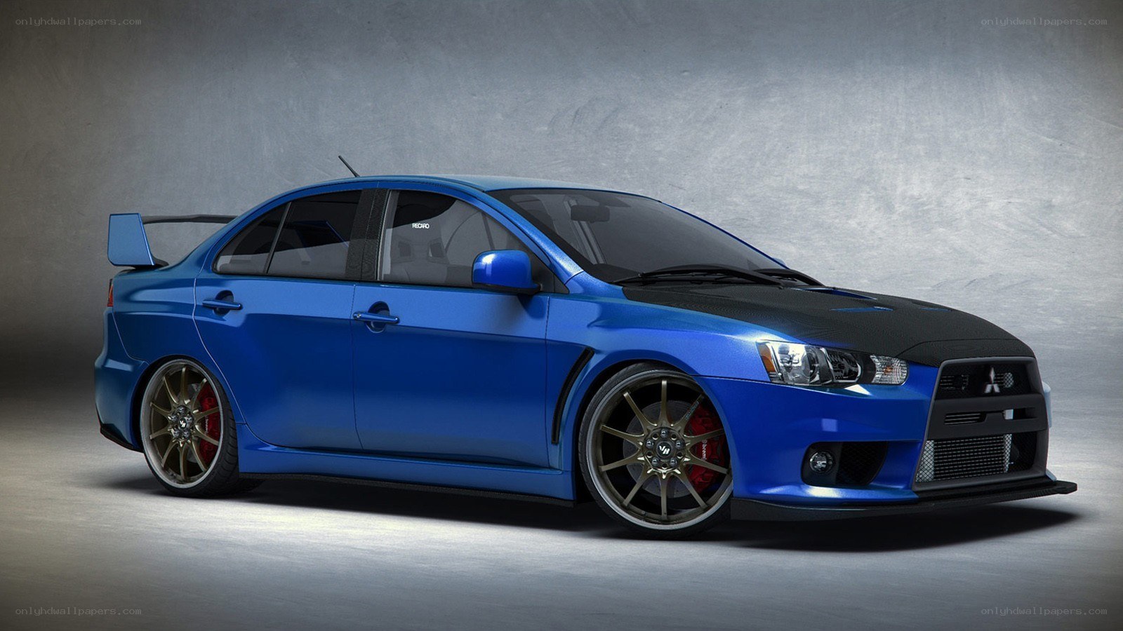 blue mitsubishi lancer evolution