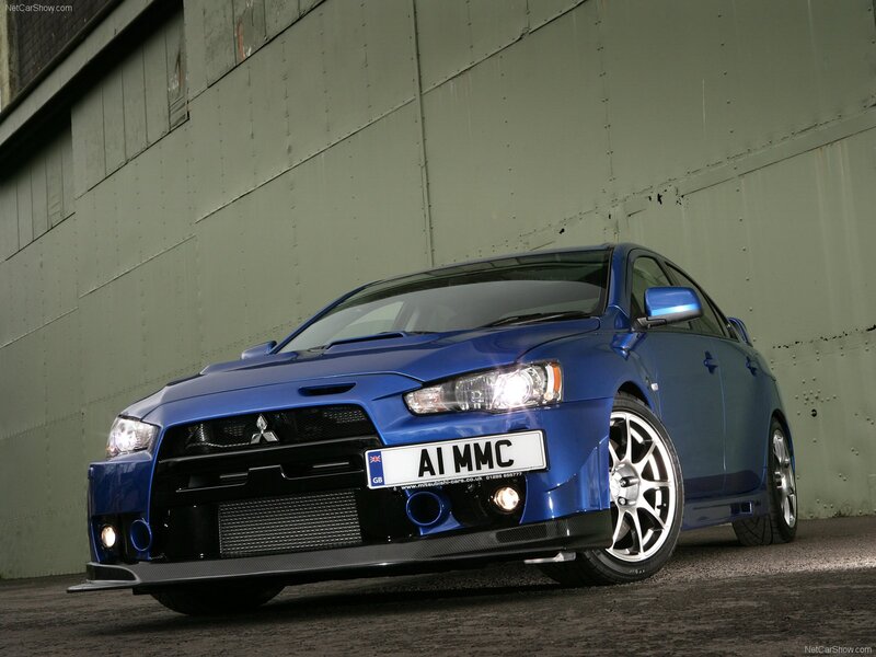 blue mitsubishi lancer evolution