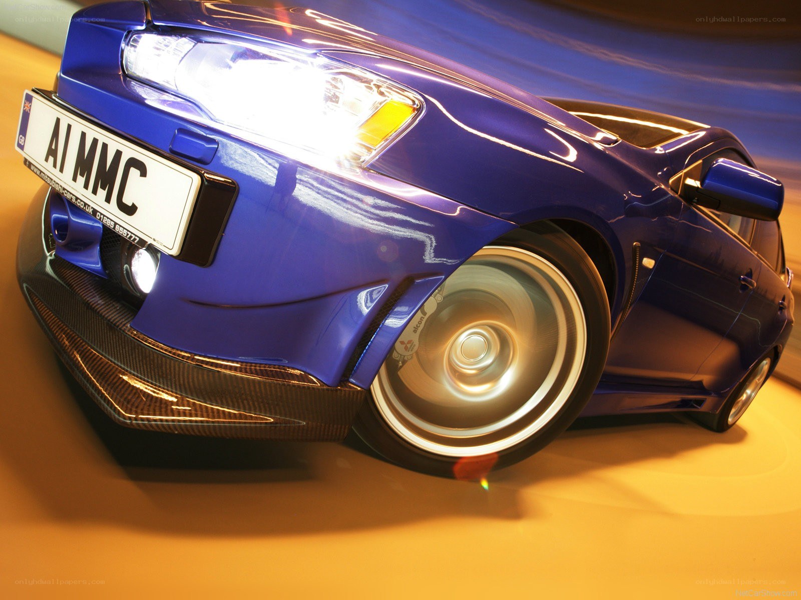 blue mitsubishi lancer evolution