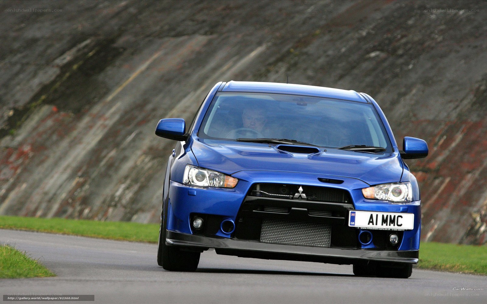 blue mitsubishi lancer evolution