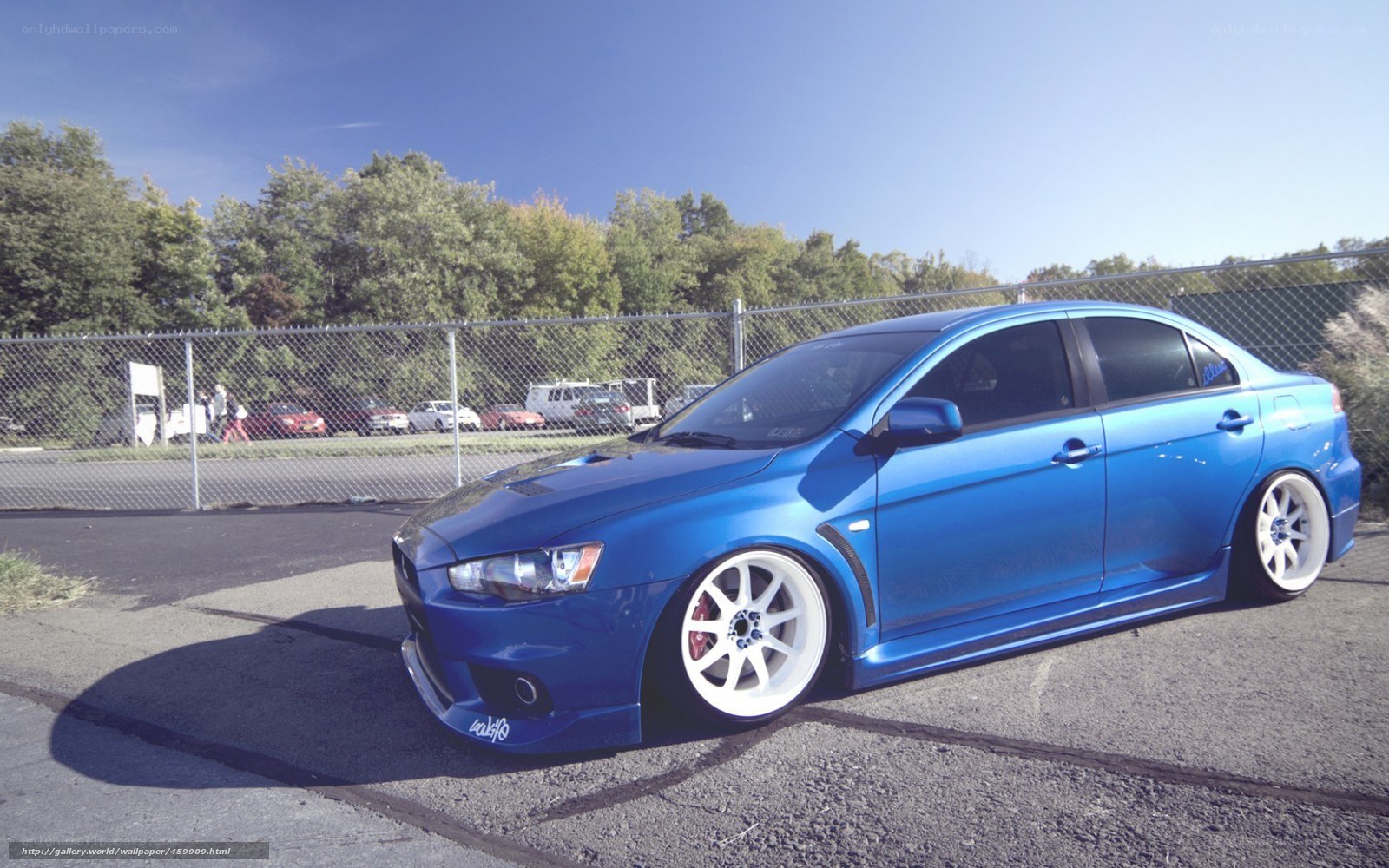 blue mitsubishi lancer evolution