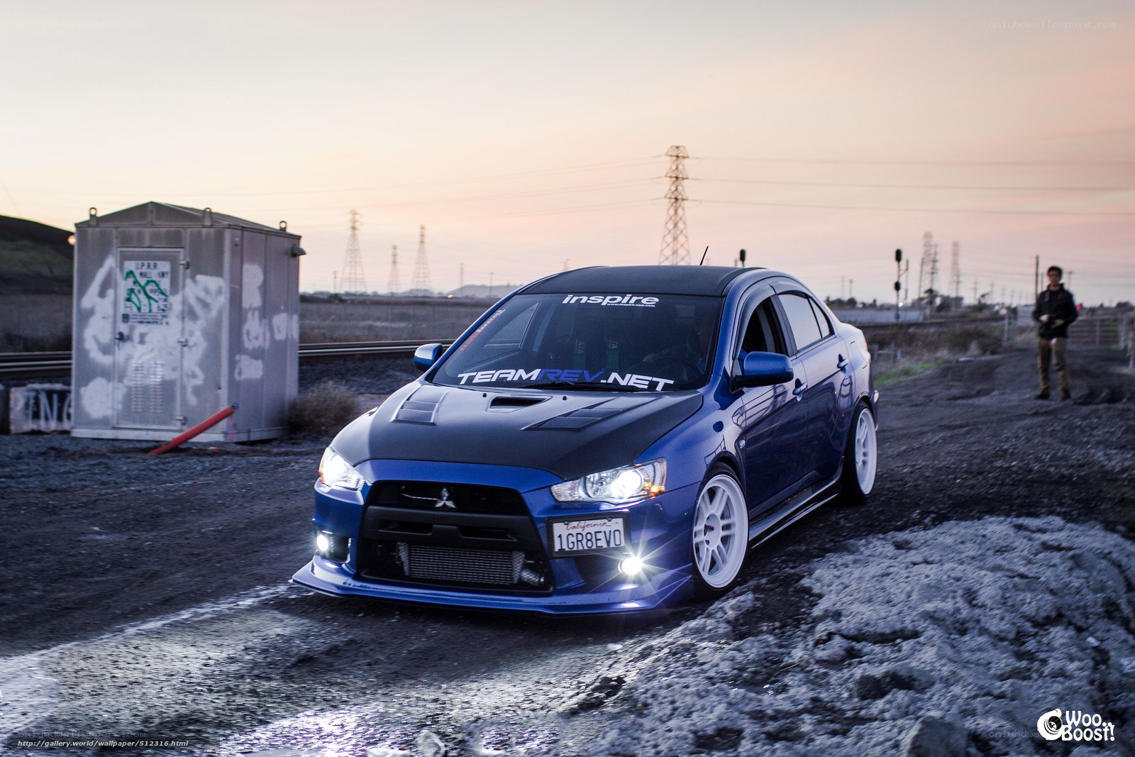 blue mitsubishi lancer evolution