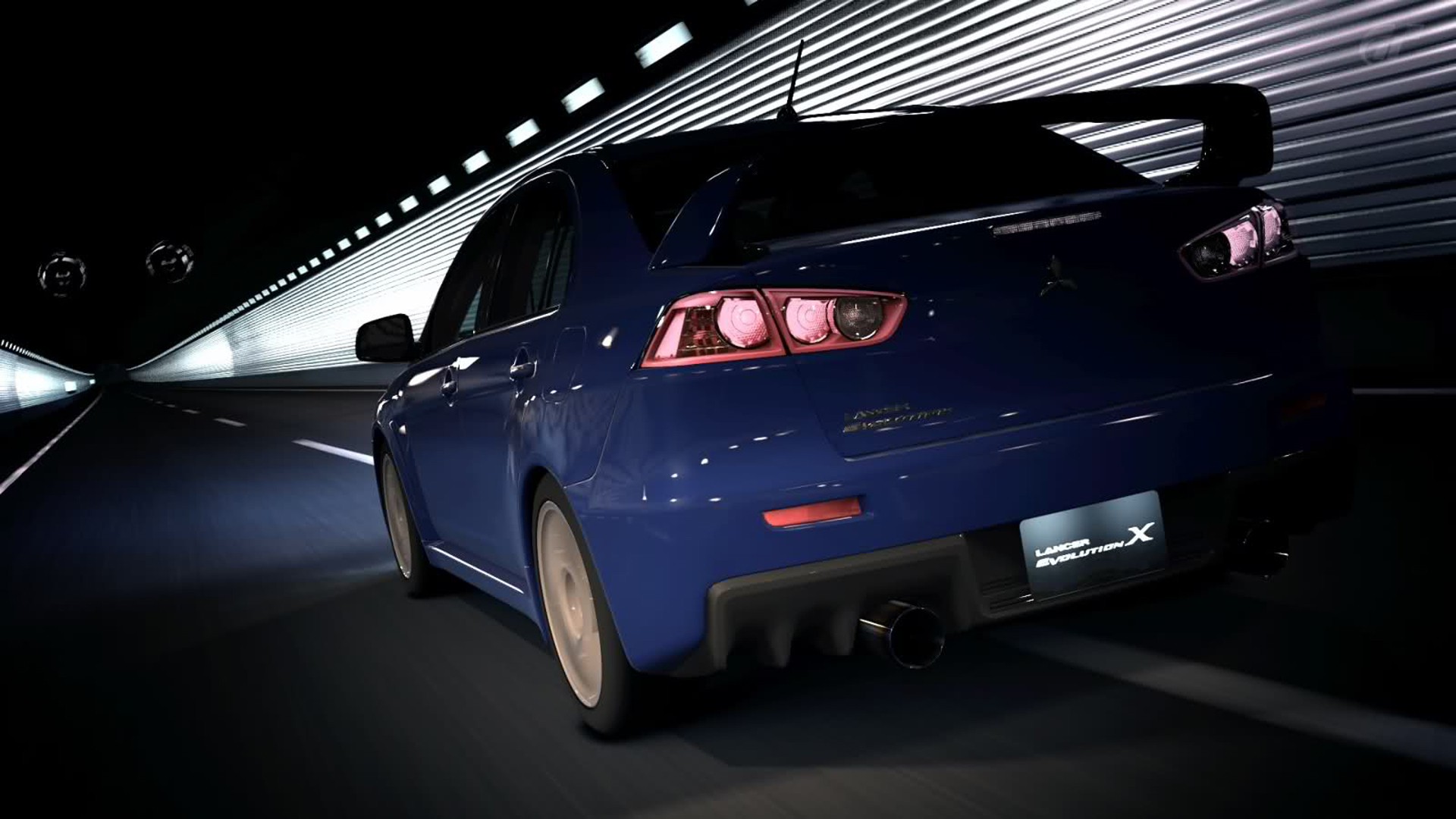 Blue Mitsubishi Lancer Evolution X