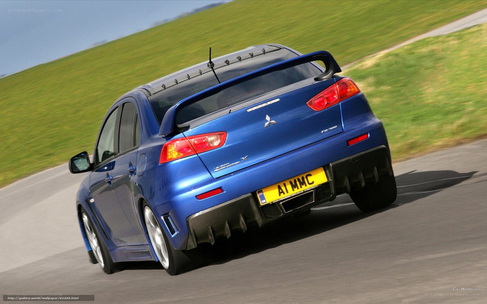 blue mitsubishi lancer evolution x