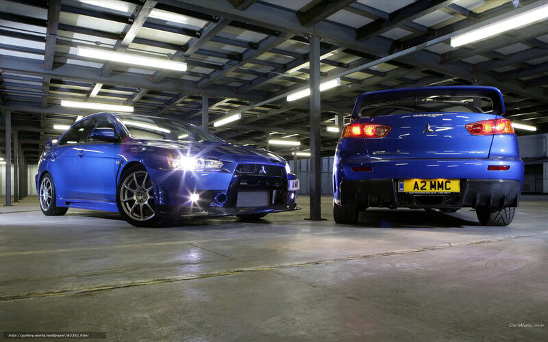 Blue Mitsubishi Lancer Evolutions
