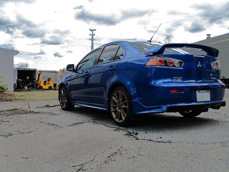 Blue Mitsubishi Lancer — Overcast, Afternoon
