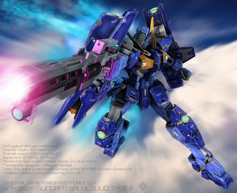 Blue Mobile Suit Robot — Dramatic