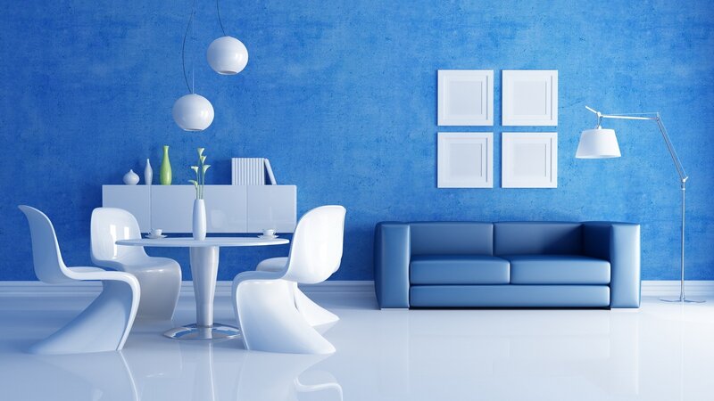 Blue modern living room