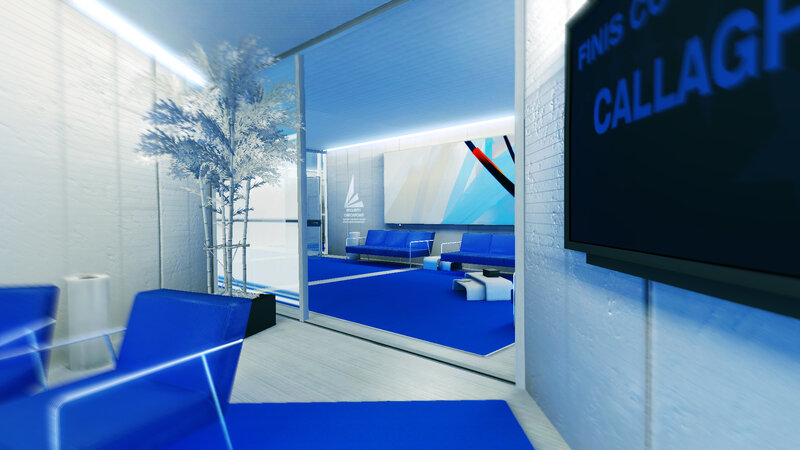 Blue modern lounge interior