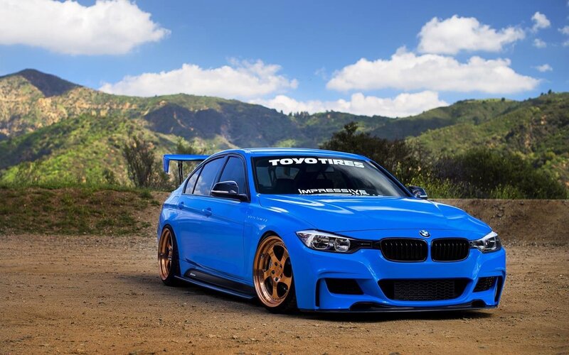 Blue Modified BMW Car — Outdoor