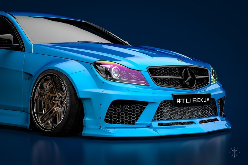 Blue Modified Car — Dramatic, 3d Render