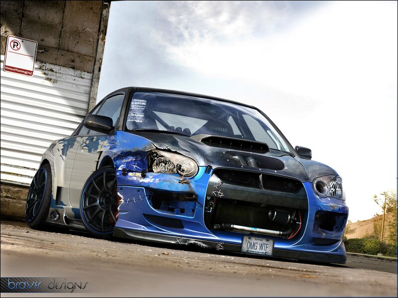 Blue Modified Car — Dramatic, Afternoon, Photograph