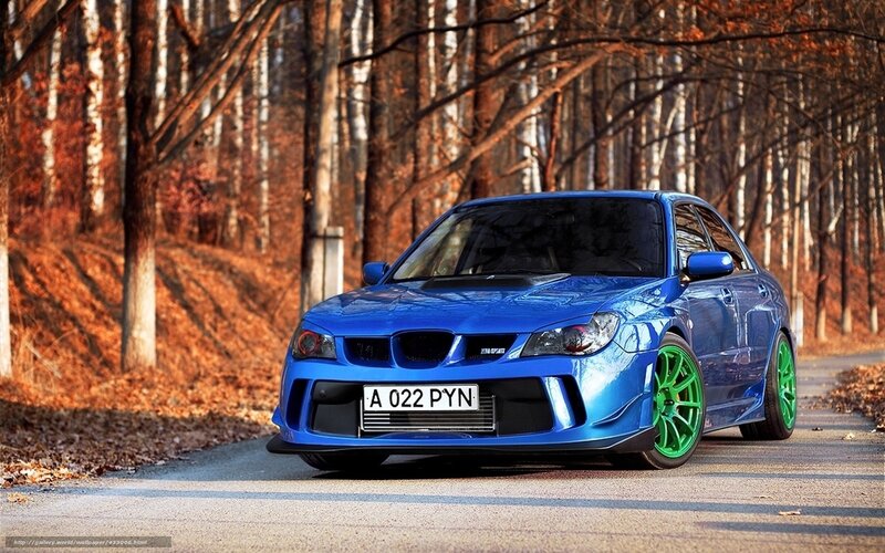 Blue Modified Car — Dramatic, Autumn