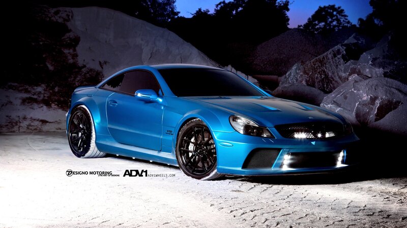 Blue Modified Car — Dramatic, Night, Digital Art, Rocks