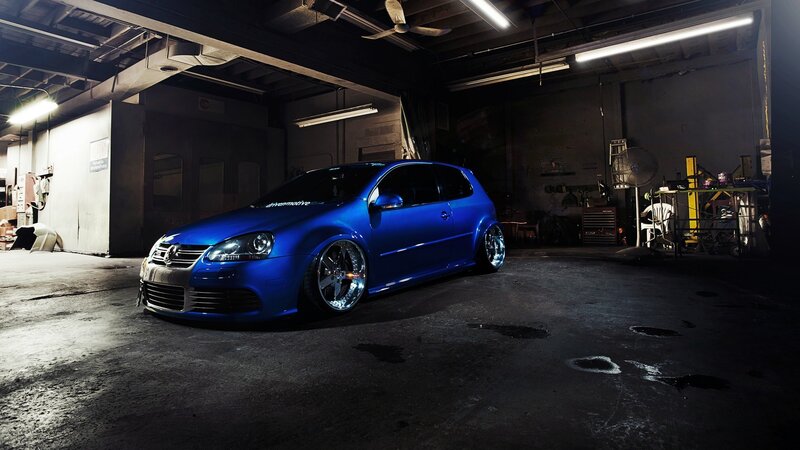 Blue Modified Car — Dramatic, Night