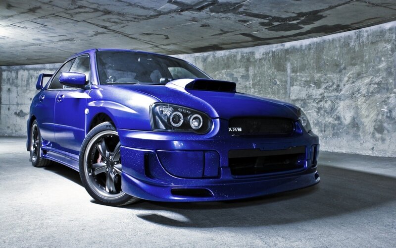 Blue Modified Car — Dramatic, Photograph, Concrete Tunnel