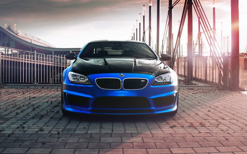 Blue Modified Car — Dramatic, Sunset, Photograph, Bridge