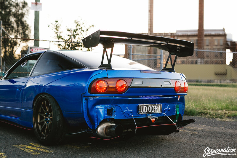 Blue Modified Car — Dramatic, Sunset, Photograph, Wing