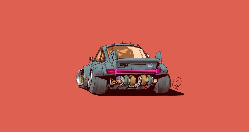 Blue Modified Car — Red